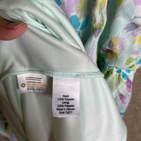 LC Lauren Conrad Fit & Flare Dress Womens Plus 3X Multi Ruffle Floral Georgette - Picture 10 of 12